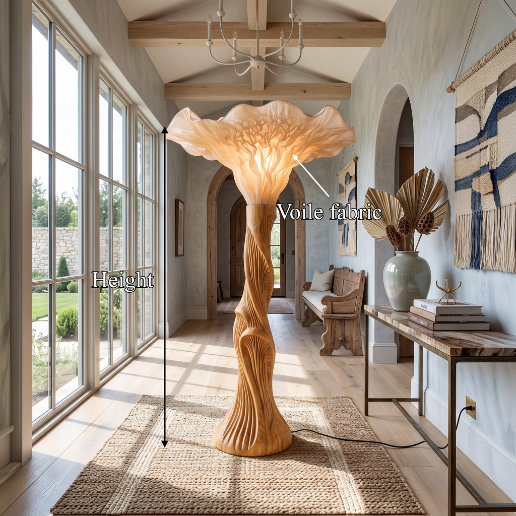 Boho Floor Lamp Blooming Mushroom Shade Reading Nook