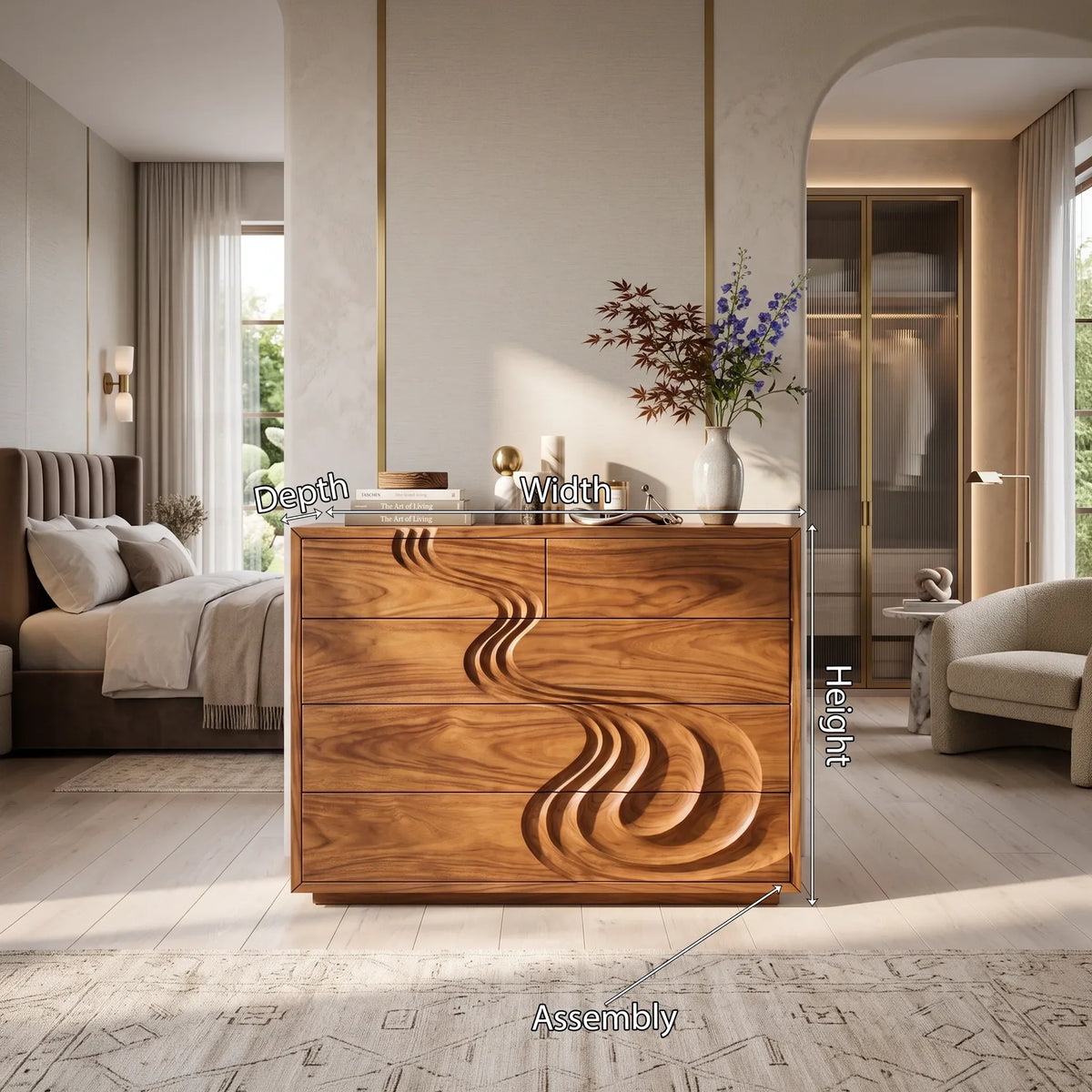 Contemporary Carved Bedroom Dresser For Master Suite