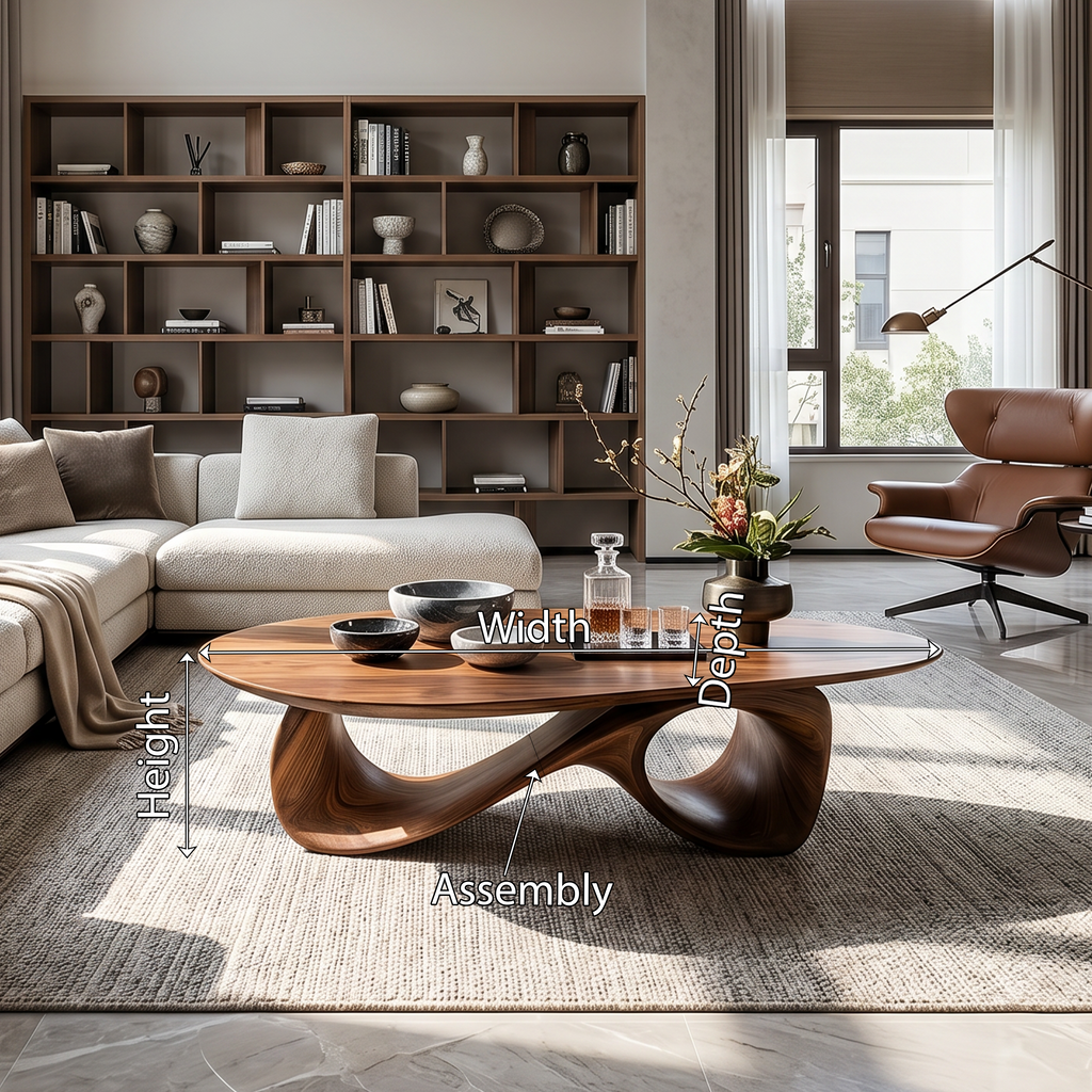 Rustic Coffee Table, Low Solid Wood Center Table for Living Room