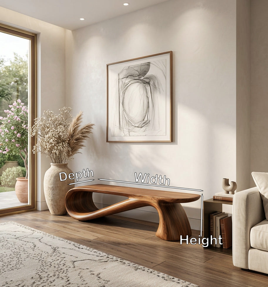 Minimalist Wooden Bench, Contemporary Entryway and End of Bed Seat