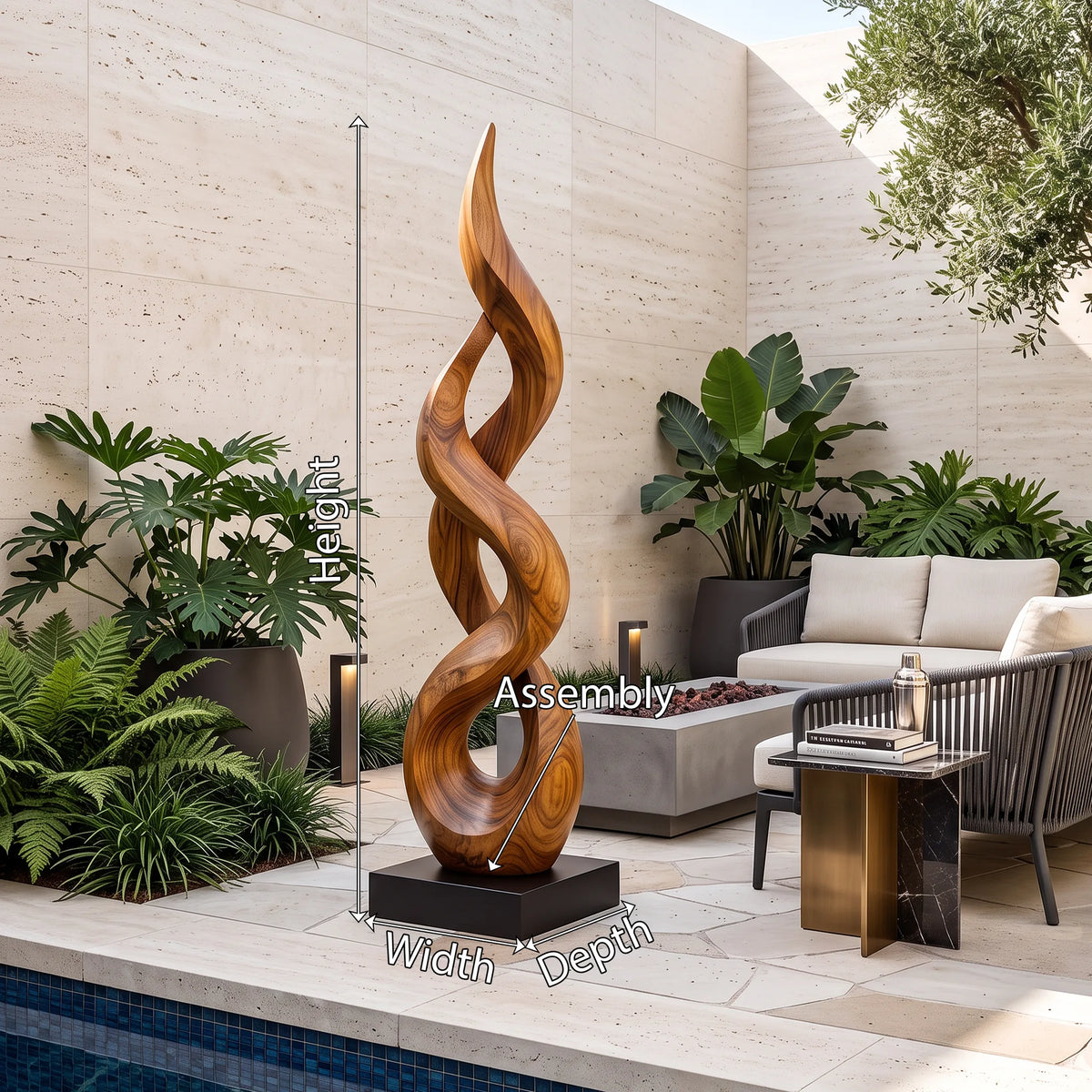 Farmhouse Twisted Wood Sculpture For Outdoor Garden Patio Decor