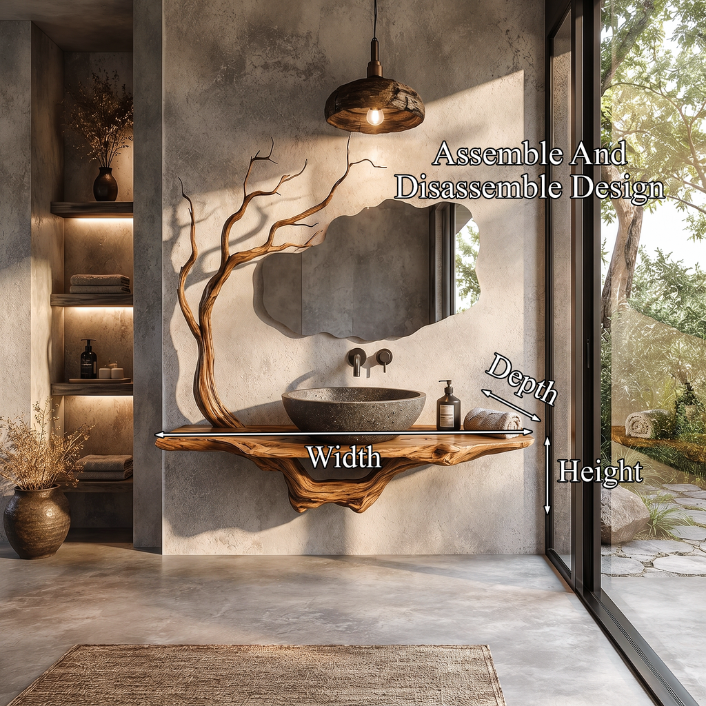 Organic Tree Branch Bathroom Vanity Wall Mounted Sink Console