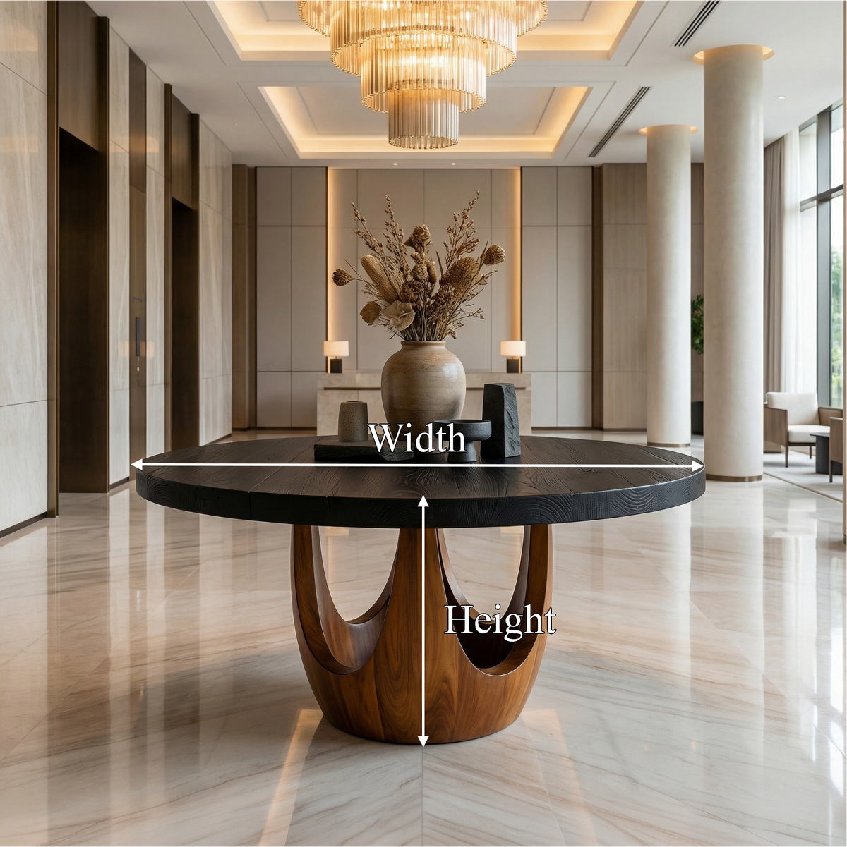 Round Foyer Table, Modern Wood Pedestal Entry Table for Hall