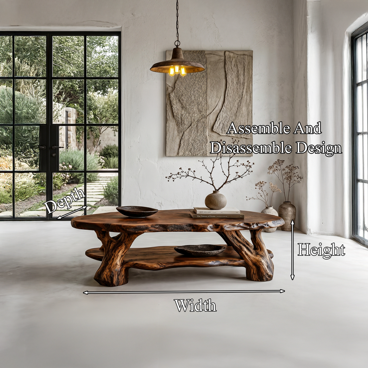 Root Wood Coffee Table, Sculptural Solid Wood Center Table