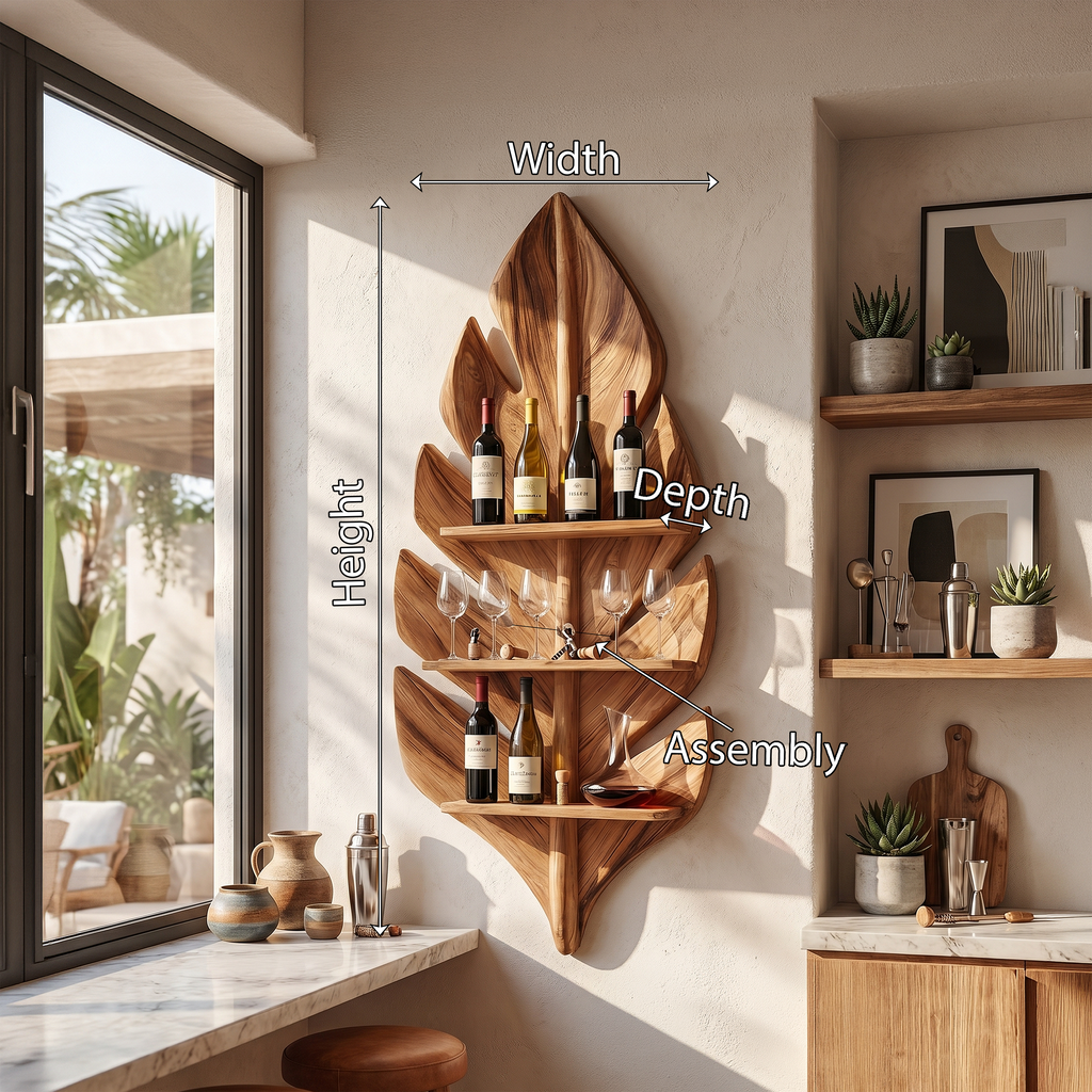 Handcrafted Wall Wine Rack For Apartment Beverage Accent Feature