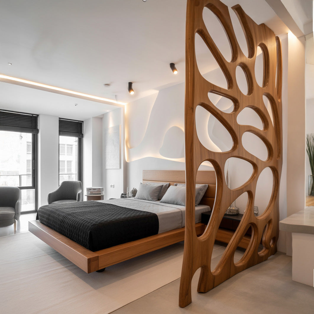 Artistic Room Divider With Sculptural Design For Bedroom Or Living