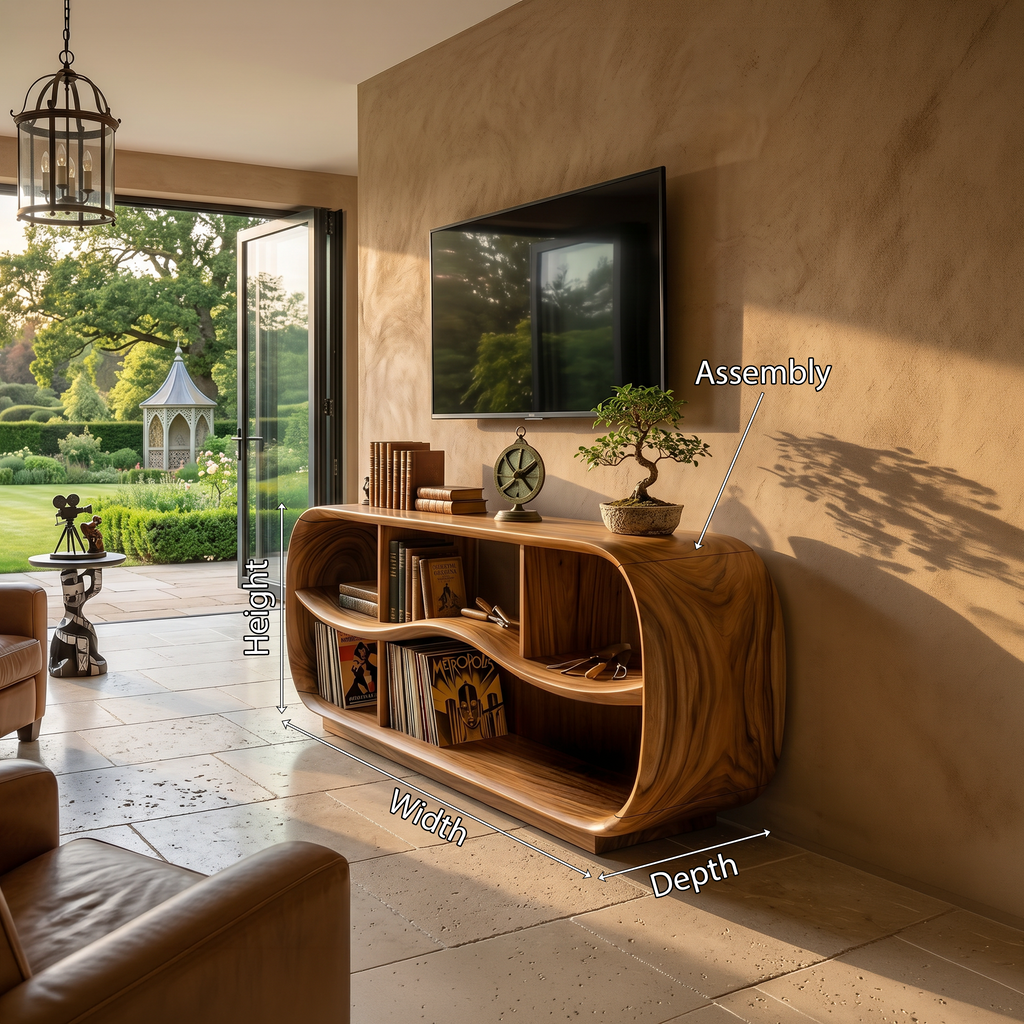 Contemporary Rounded TV Console For Open Living Space