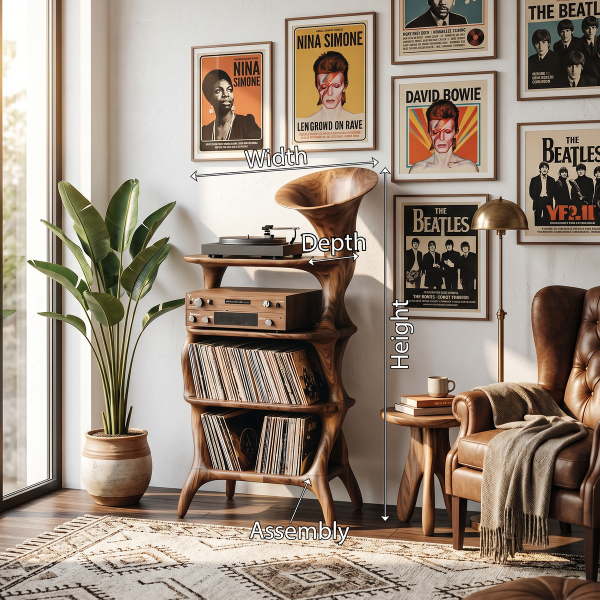 Mid Century Vinyl Record Cabinet, Tall Solid Wood Display Stand