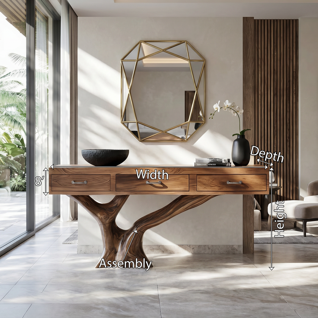Live Edge Console Table, Farmhouse Solid Wood Entryway Sofa Table