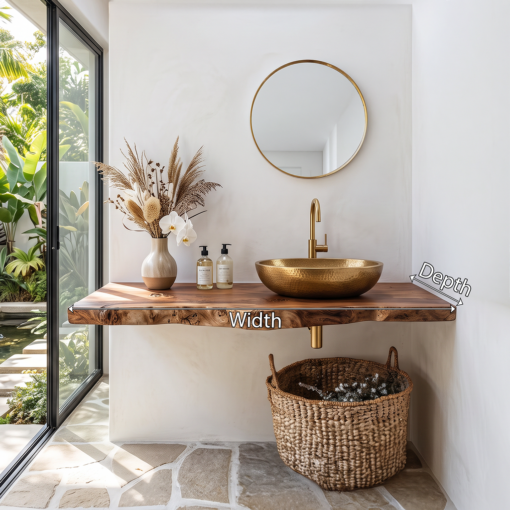 Handcrafted Vanity With Live Edge Look For Bathroom