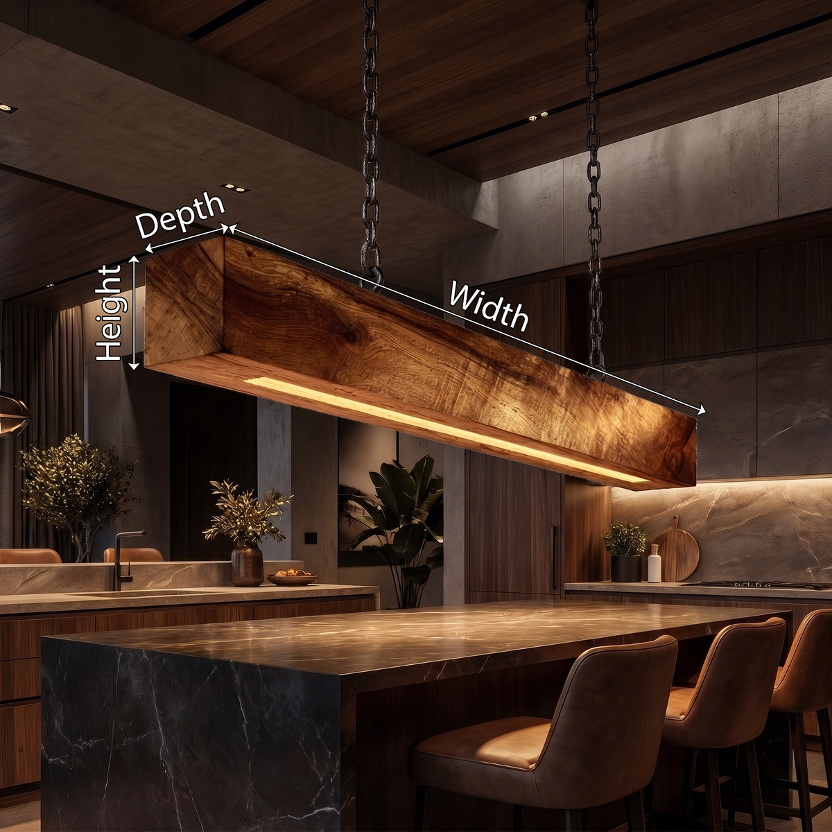 Wood Accent Lamp, Modern Sculptural Light for Kitchen Counter
