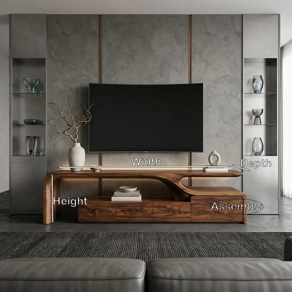 Contemporary Sculptural TV Console For Living Room