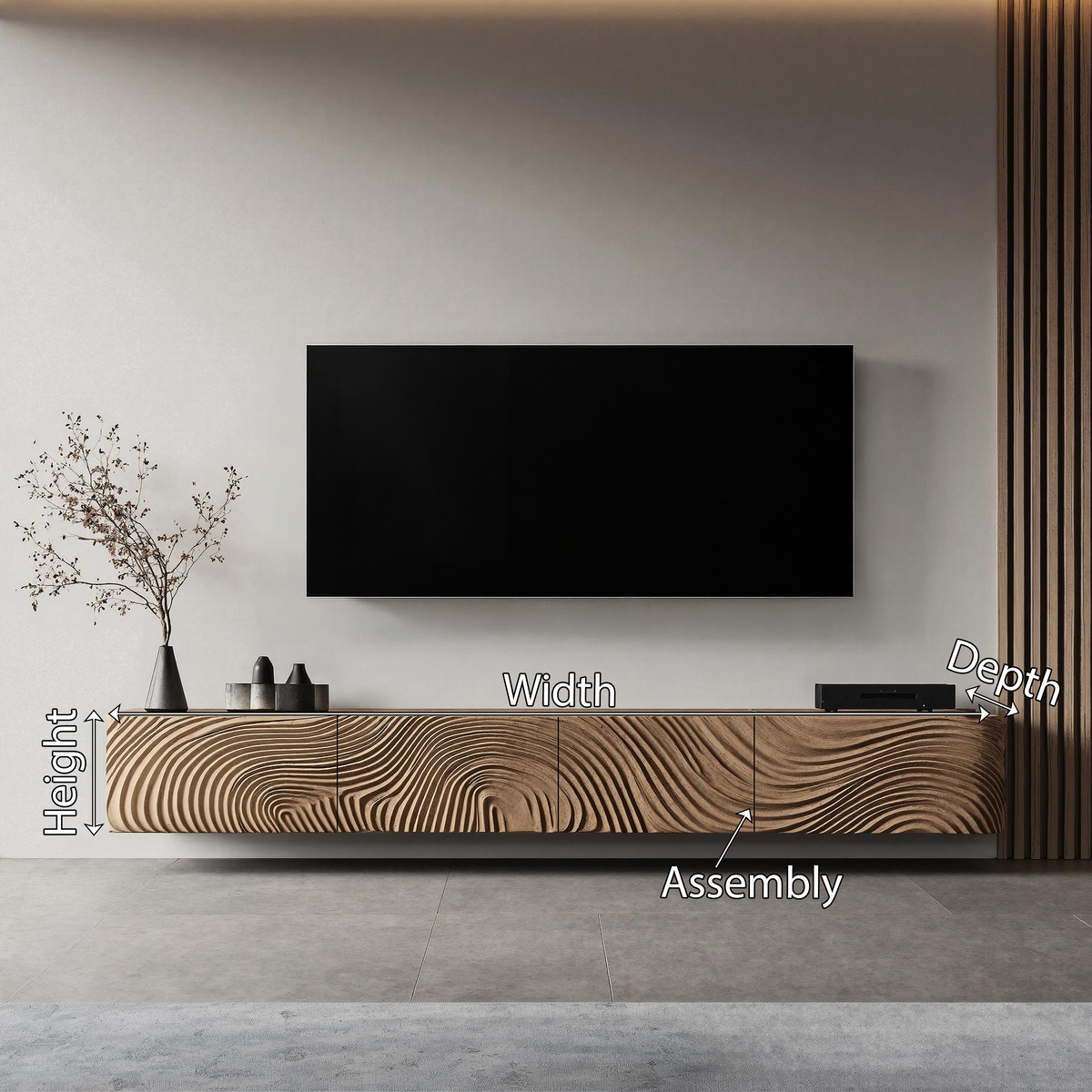 Low TV Stand, Rustic Solid Wood Media Console with Open Shelves