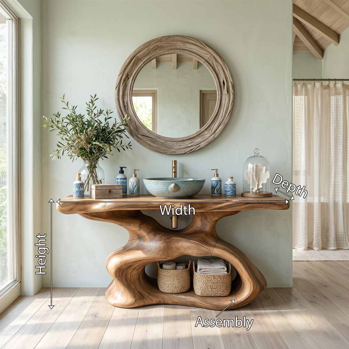 Farmhouse Bathroom Vanity, Rustic Solid Wood Vanity for Classic Baths