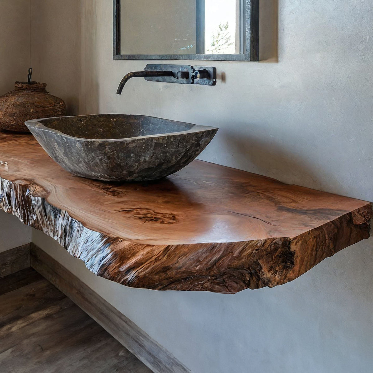 Handcrafted Counter Bathroom Vanity Shelf – Style 2