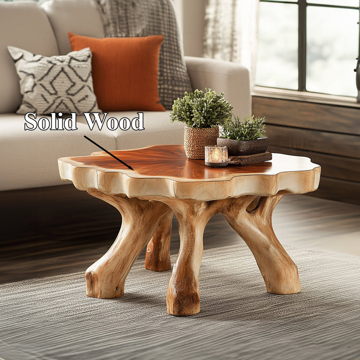 Handcrafted Rustic Coffee Table With Solid Wood Design