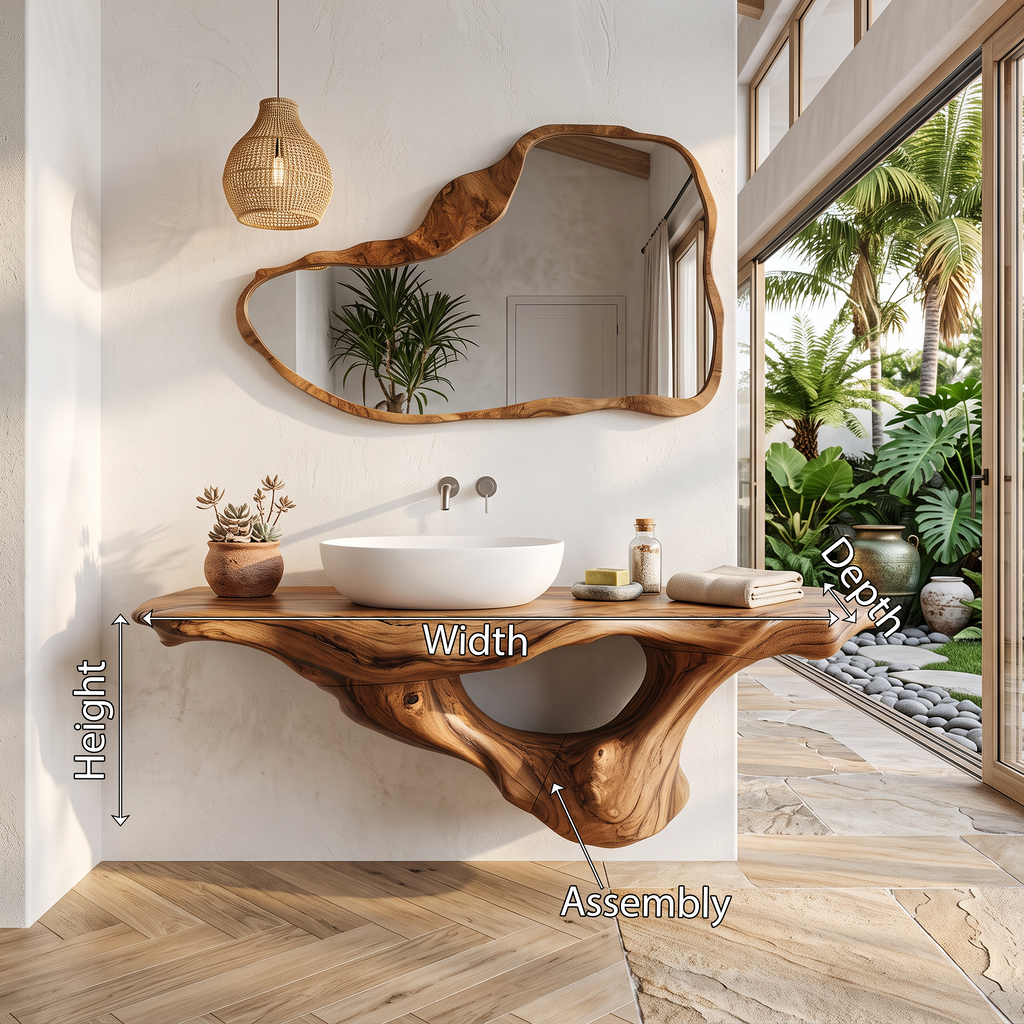 Live Edge Bathroom Vanity Shelf, Wall Mounted Wood Sink Top