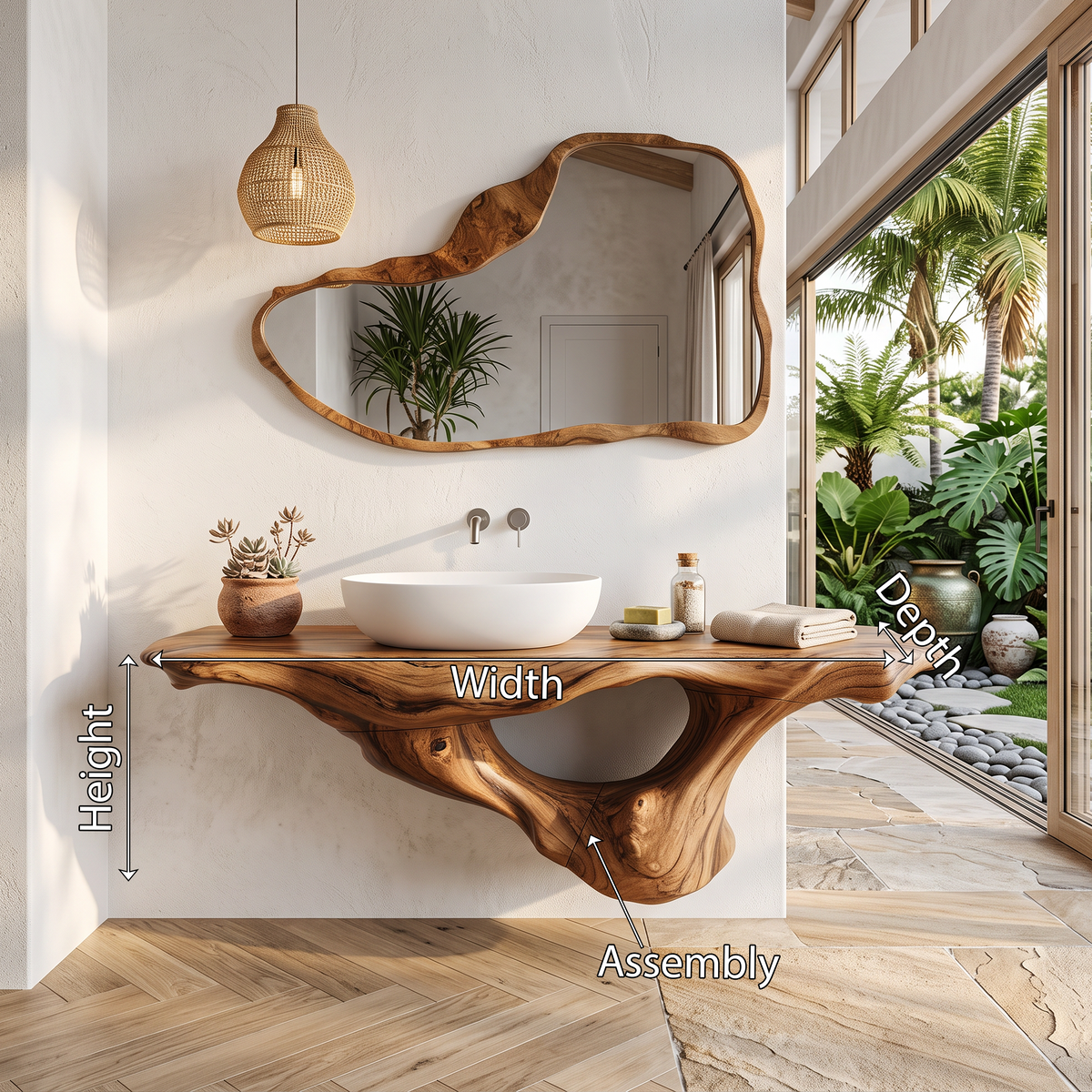 Live Edge Bathroom Vanity Shelf, Wall Mounted Wood Sink Top