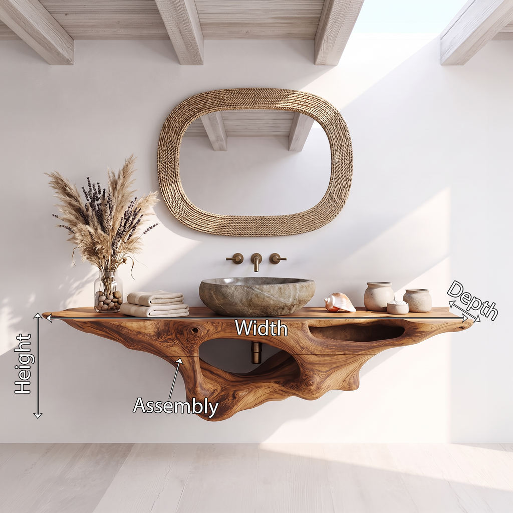 Solid Wood Bathroom Vanity Shelf, Farmhouse Style Sink Stand