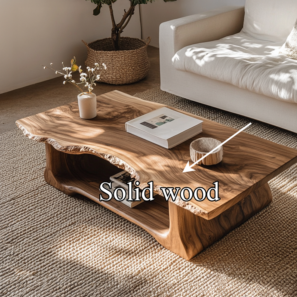 Live Edge Coffee Table, Rustic Monkeypod Wood Slab for Living Room