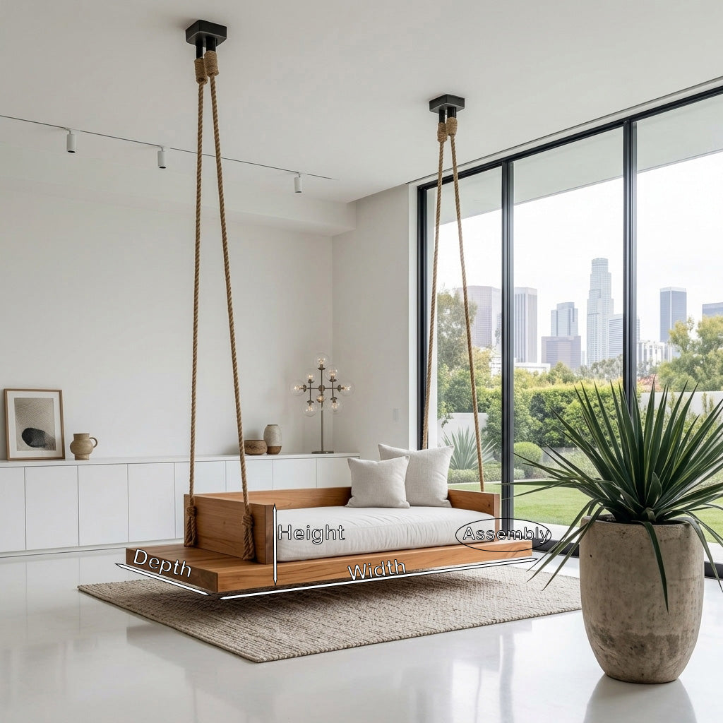 Hanging Ceiling Swing, Modern Solid Wood Indoor Swing Chair for Studio