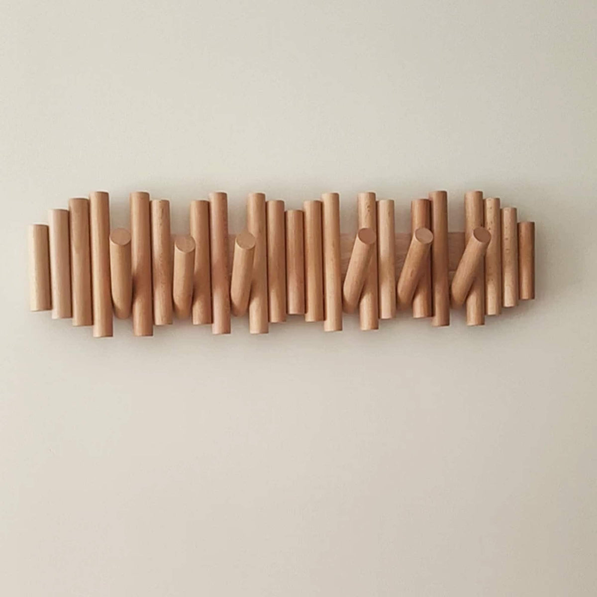Piano Coat Hooks, Modern Wood Wall Rack for Keys, Hats and Coats
