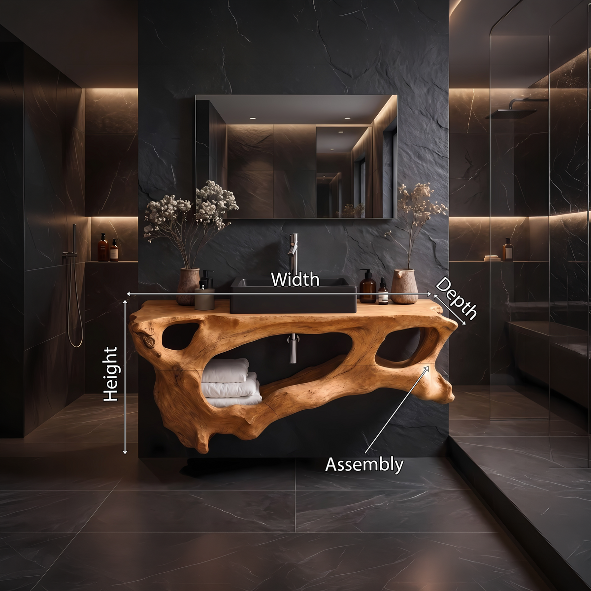 Floating Bathroom Vanity Shelf, Modern Wood Sink Countertop
