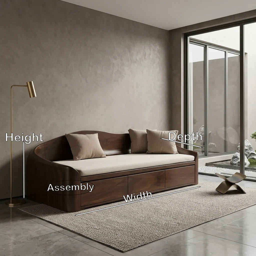 Contemporary Wooden Sofa With Drawers For Living Room