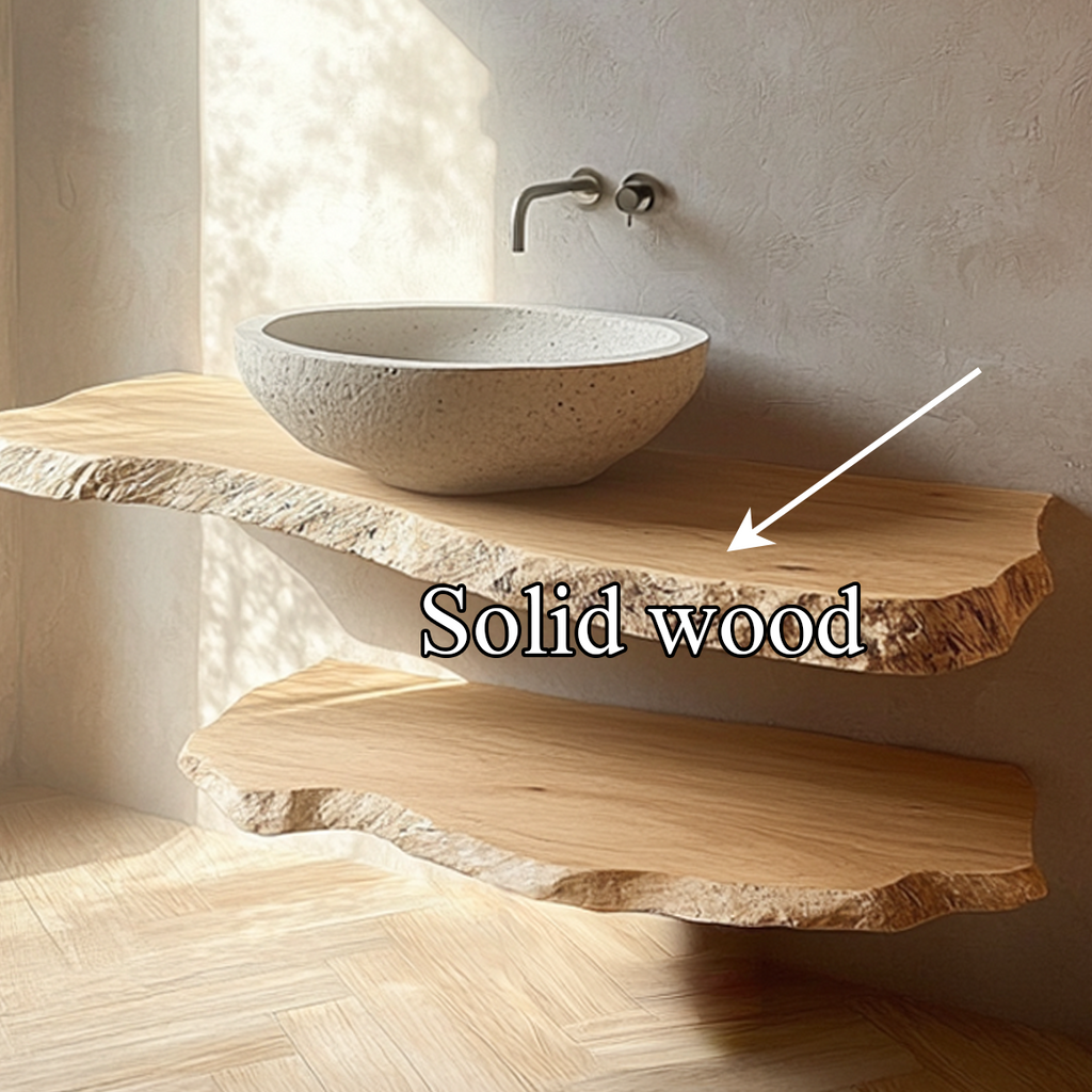 Reclaimed Wood Floating Vanity Shelf, Rustic Double Sink Bathroom Top