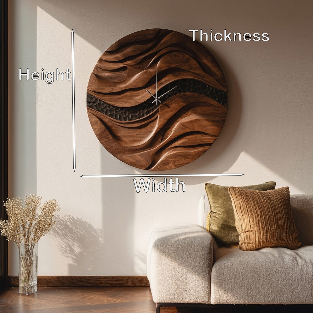 Organic Wooden Wall Clock for Living Room Decor