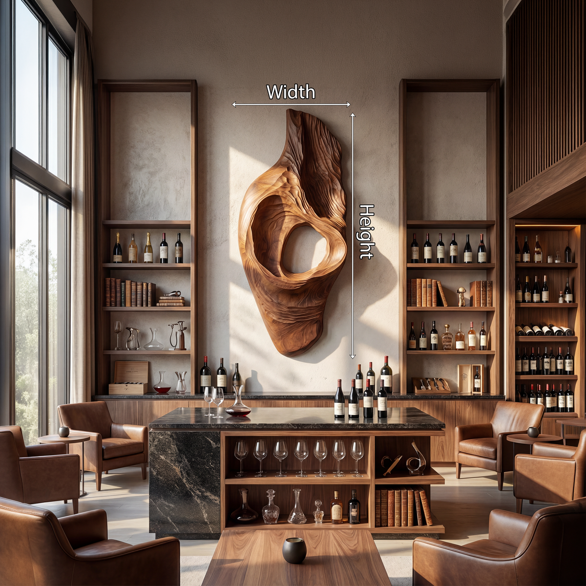Contemporary Artistic Wood Wall Art Panel, Handcrafted Textured 3D Wooden Wall Sculpture Decor for Bedroom & Modern Living Room