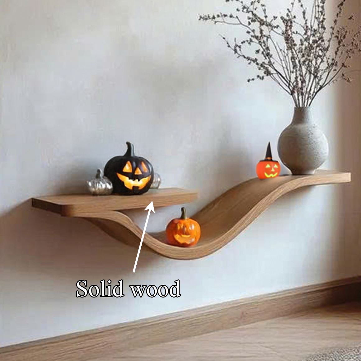 Curved Branch Floating Shelf, Gothic Tamarind Wood Bedroom Wall Decor