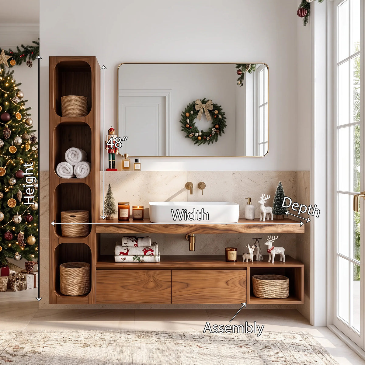 Handcrafted Scandinavian Reindeer Bathroom Vanity Nordic Retreat