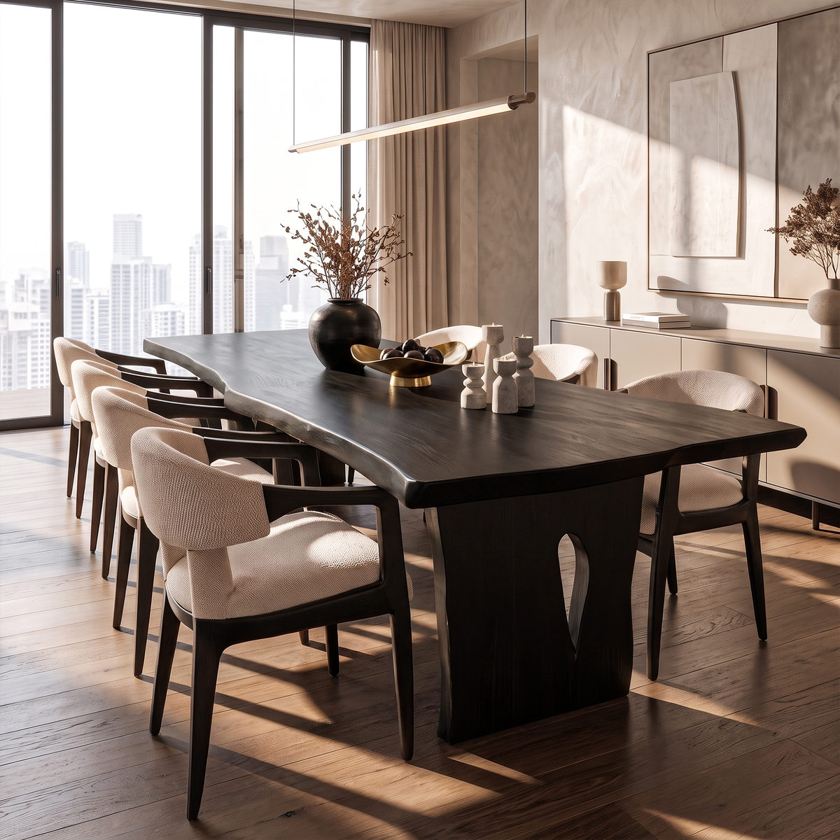 Contemporary Dining Table With Freeform Top For Dining Room
