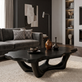 Live Edge Coffee Table, Handcrafted Sculptural Base Wood Table