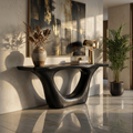 Contemporary Organic Sculptural Console Table For Entryway And Living Room Space