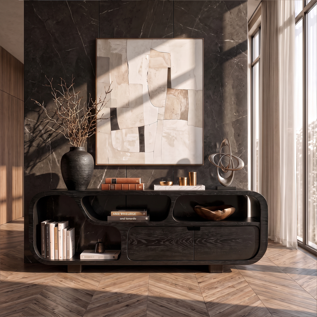 Contemporary Sideboard With Floating Drawer Design For Living Room