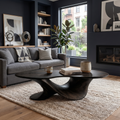 Oval Coffee Table, Mid Century Sculptural Solid Wood Accent Table