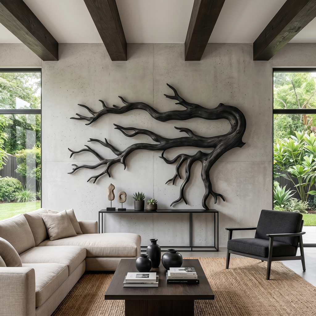 Driftwood Root Wall Sculpture, Rustic Solid Wood Wall Art