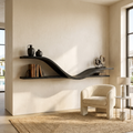 Curved Floating Shelf, Organic Modern Wood Wall Display for Hallway