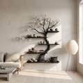 Tree Wall Shelf, Apricot Branch Solid Wood Bookshelf Art Display