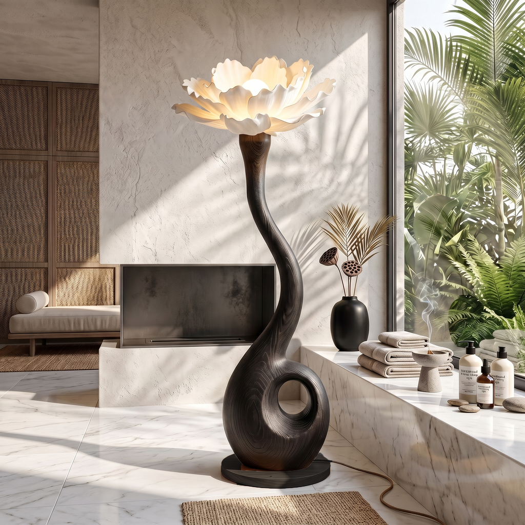 Artistic Floor Lamp With Nature Inspired Flower Design For Living Room