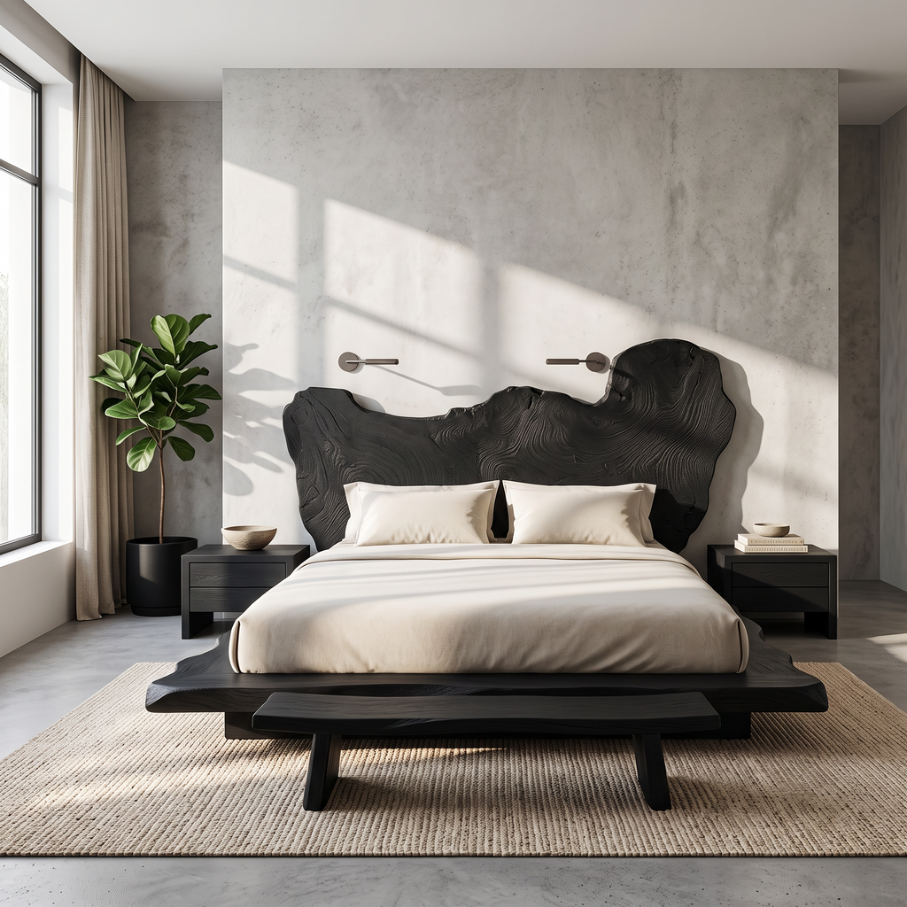 Mid Century Bedroom Low Profile Wood Bed – Style 2