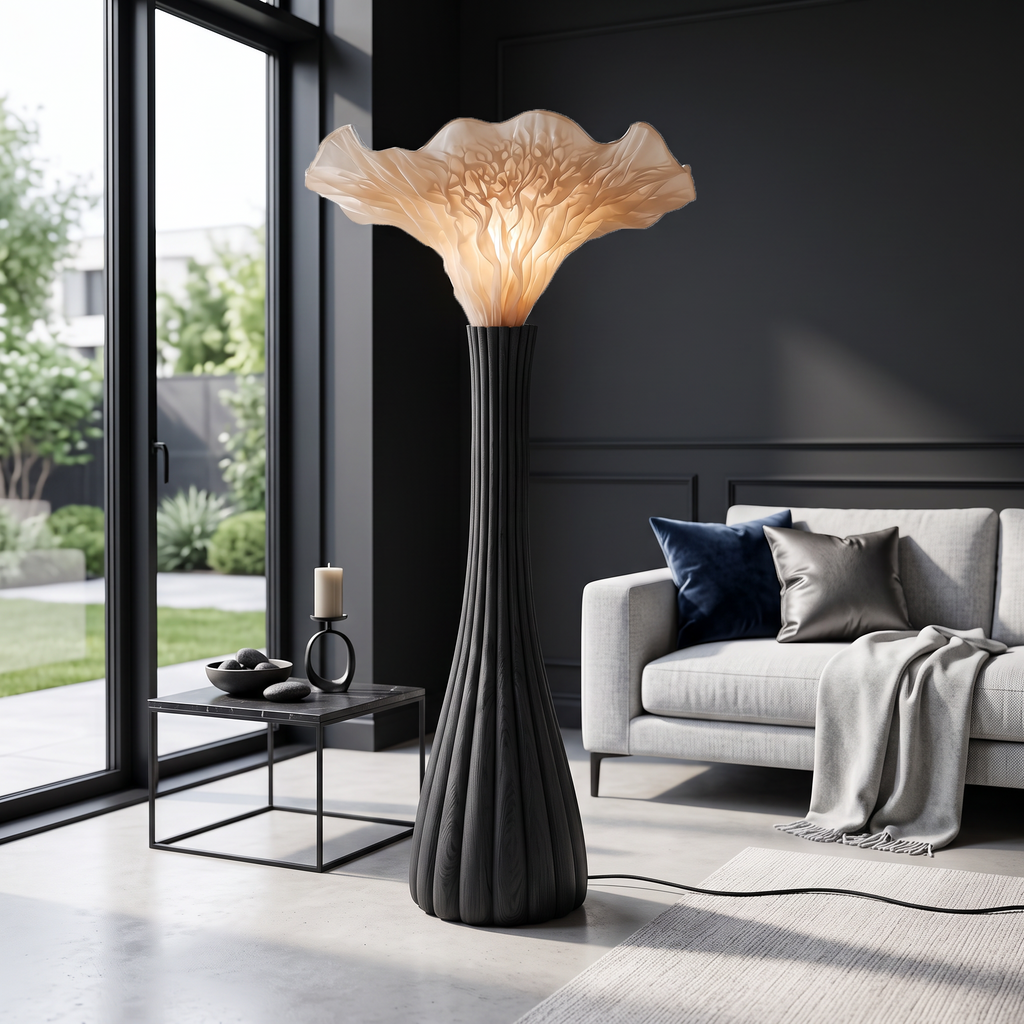 Japandi Floor Lamp Sculptural Mushroom Form Bedroom