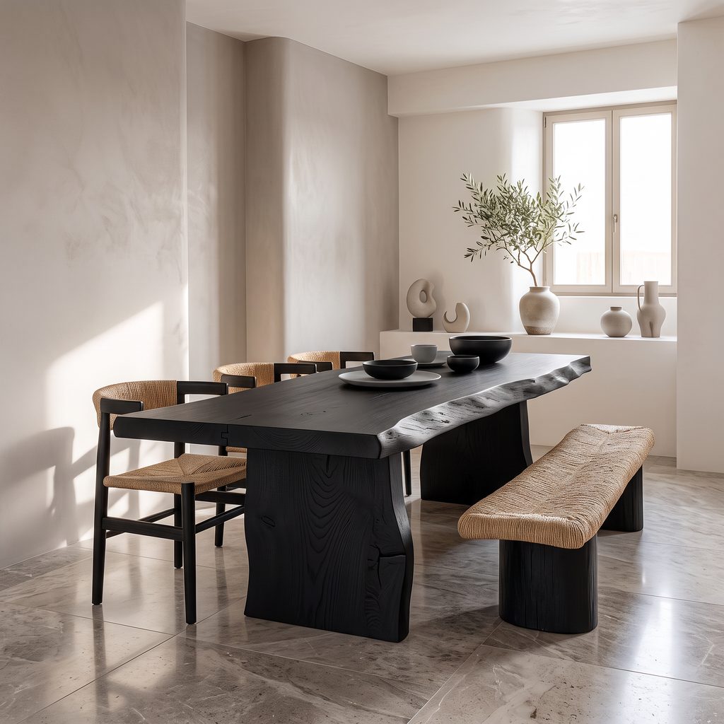 Dining Table Walnut Wood Live Edge Modern Gift