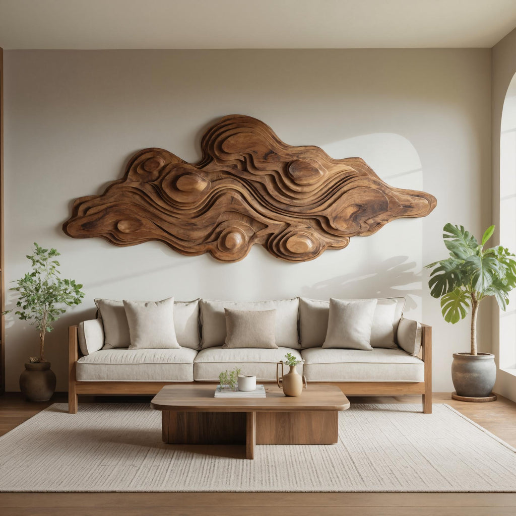 Artistic Wall Sculpture With Organic Wave Design For Living Room