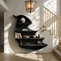 Artistic Wave Bookcase With Wall Mounted Display Storage For Entryway