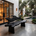 Contemporary Tree Branch Bench Solid Wood Patio Bench For Outdoor