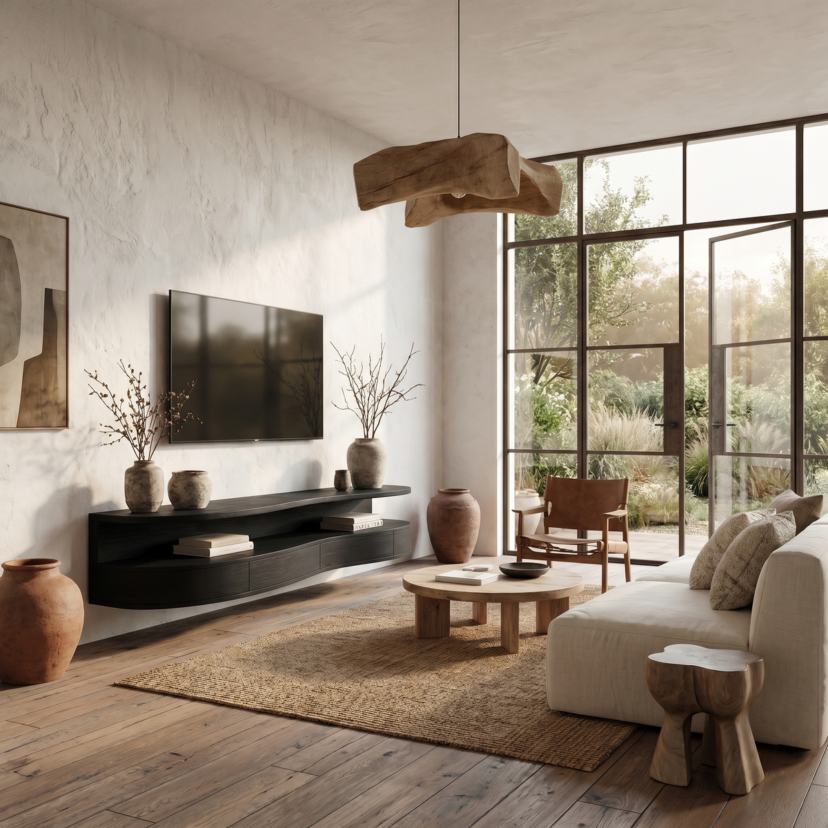 Contemporary Floating TV Stand with Built-In Drawer Storage