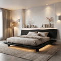 Live Edge Bed Frame, Rustic Solid Wood Platform Bed with Headboard